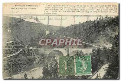 Viaduto de Garabit — A Auvergne Pittoresque — editor P. e A. Mollon, n°1416