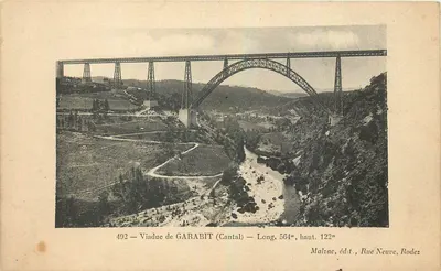Viaduto de GARABIT (Cantal) — Comp. 564m, alt. 122m — Malzac, editor, Rue Neuve, Rodez