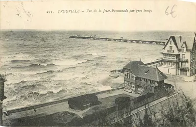 Trouville — Vista da Ponte-Promenade em dia de tempestade — B. F. Le Houx, n° 211