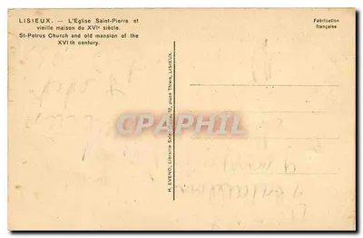 Lisieux — Katedra Świętego Piotra i stara dom z XVI wieku — H. Evenc, Librairie Saint-Pierre, 12, place Thiers, Lisieux — Rewers