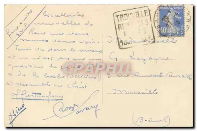 Trouville - Les Planches e o Trouville Palace — Bilhete postal antigo n°107 — Verso