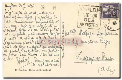 Igreja de Criquebeuf — Honfleur — editor P. Strasbourg — Verso