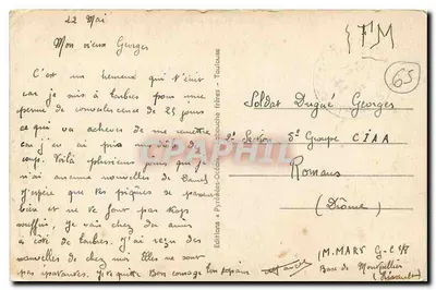 Tarbes - Vista sobre o Adour e as Pirineus — T.W. 48 — Verso
