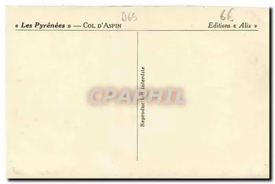 O Col d'Aspin — As Pirineus — Edições « Alix » — Verso