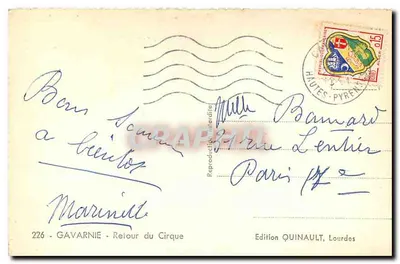 Gavarnie — Powrót do Cirku — Wydawnictwo Quinault, Lourdes — Rewers