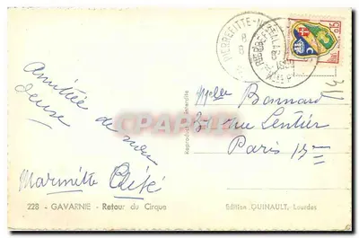 Gavarnie — Retorno do Circo — Edição Quinault, Lourdes — Verso