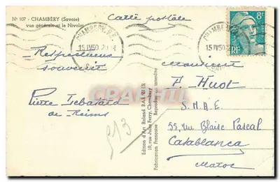 Chambéry (Savoie) — vista geral e o Nivolet — Edição de Arte Roland Bar nier, n° 107 — Verso