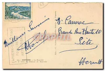 Tarjeta postal antigua Capvern Le Bourride ruta del Castillo de Mauvezin — Reverso