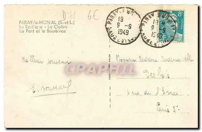 Paray-le-Monial — A Basílica - O Ponte e a Bourbince — Editor C. Macon — Verso