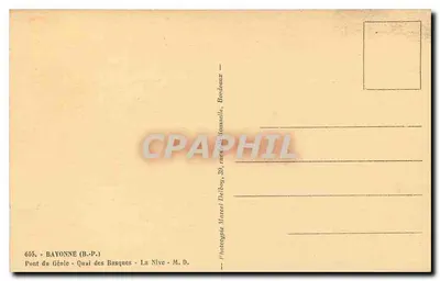 BAYONNE (B.P.) — Ponte do Génio, Quai dos Bascos, La Nive — Autotipia Marcel Delboy — Verso
