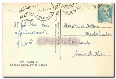 Biarritz — Wyspa Świętego Martyna i fara — Wydawnictwo Art Barnerousse, nr 139 — Rewers