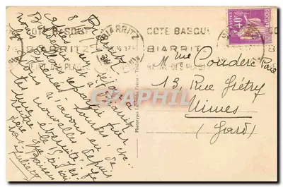 Biarritz — plaża Côte des Basques — wydawca L.F. Rouxouse, nr 1238 — Rewers