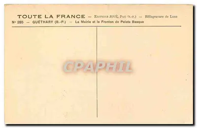 Guéthary (B.P.) — A Prefeitura e o Frontão de Pelote Basca — Éditions Jové, Pau (B.P.) — Verso