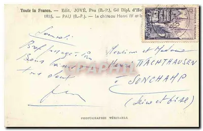 Zamek Henryka IV — Pau — Wyd. JOVÉ, Pau (B.-P.) — Rewers