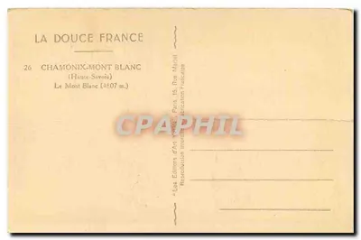 O Mont Blanc — 4807 m — Editora: Les Éditeurs d'Art, Paris — Verso