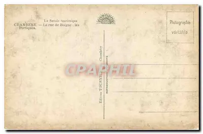 A rua de Boigne — Chambéry — Edição Tourny — Verso