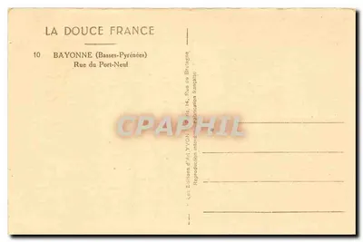 Bayonne — Rue du Port-Neuf — Éditions d'Art Yvon — Verso