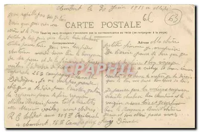 Ambert (Puy-de-Dôme) — Widok katedry (strona południowa) — Wyd. Chartotre-Quiquandon, lib-pap. Ambert — Rewers