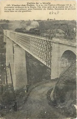 Bilhete postal antigo Vale da Sioule Viaduto dos Fades