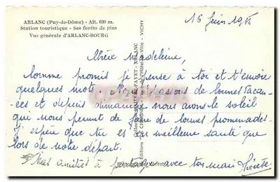 Arlanc (Puy-de-Dôme) — Vista geral — Éditions La Cigogne — Verso