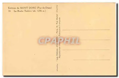La Roche Tuilière — Mont Dore (Puy-de-Dôme) — Les Éditions d'Art Wond — Verso