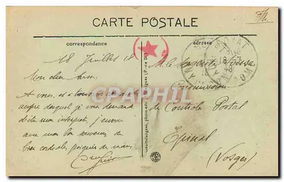 Bilhete postal antigo Royat A Igreja fortificada — Verso