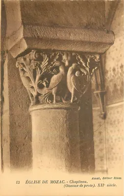 Igreja de Mozac - Capitel (Aves de rapina). Século XII — Amat, Editor Riom