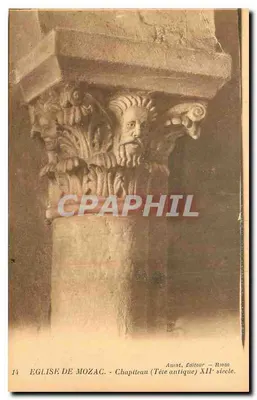 Igreja de Mozac — Capitel (Cabeça antiga) Século XII — Aunet, Editor — Riom