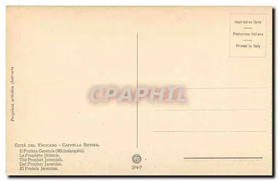 O Profeta Jeremias — Michel-Ange — Cappella Sistina, Cidade do Vaticano — Verso