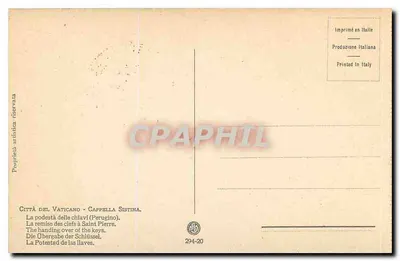 A entrega das chaves a São Pedro — Cappella Sistina — Imprimé en Italie — Verso