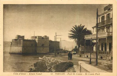 Toulon - Forte St-Louis — Côte d'Azur, vista do forte e da promenade, editor 'Inn. de la Côte d'Azur Illustrée'