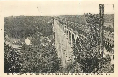 Chaumont — O Viaduto (altura: 53 m; comprimento: 654 m) e a Vale de St-Roch — Fototipo Daniel Deiboy, Mirecourt