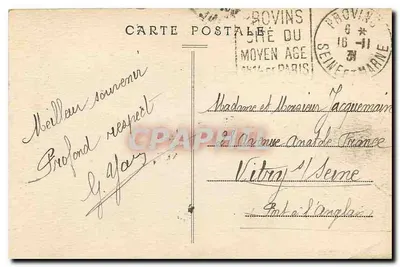 Provins — Torre do Carneiro e Côte Saint-Jacques — Exposição Colonial 1932 — Verso