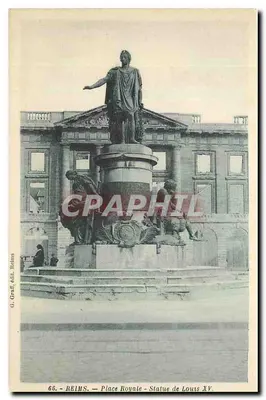 Reims — Praça Real — Estátua de Luís XV — G. Graff, edição Reims, n°66