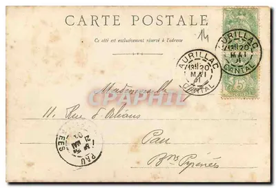 Aurillac, Statua Papieża Gerberta, Plac Monthyon — wydawca nieznany, numer serii nie widoczny — Rewers