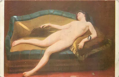 Mulher nua deitada em um sofá — Salão de Paris — G. de COOL n°1439