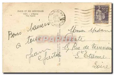 Ópera Garnier — Paris — edição Paris e suas maravilhas n°1021 — Verso
