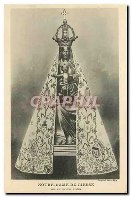 Nossa Senhora de Liesse — estátua coroada segurando o Menino Jesus — Fototypie J. Blanline, Reims