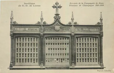 Basílica de N.-S. de Liesse — Ex-voto da Companhia de Jesus, Província da Champagne 1914-1918 — Fototipia J. Brennime, Reims
