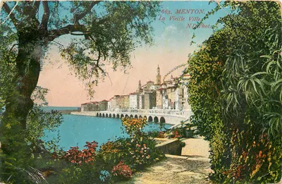 Bilhete postal antigo Menton La Vieille Ville