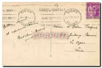 Vichy — Estabelecimento Termal de 1ª Classe — C. d'O — Verso