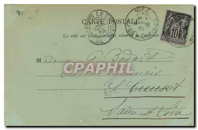 Bilhete postal antigo Souvenir de Nice Avenue — Verso