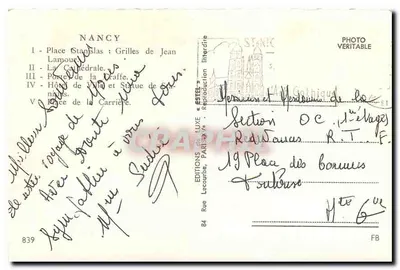 Nancy — Lembrete de Nancy — Edições Lecourbe — Verso