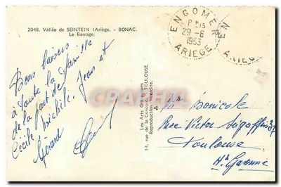 Vale da SEINTEIN (Ariège) — O Barragem — ARGRA — Verso