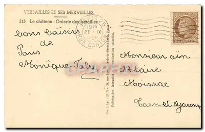 Zamek – Galerie bitew — Versaj – Wydawca Guy, nr 315 — Rewers