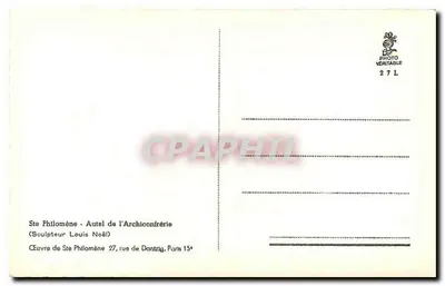 Święta Filomena — Ołtarz Archikonfraterii — Rzeźbiarz Louis Noël — Rewers