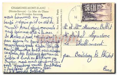 Morze lodowe i Wielkie Jorasse — Chamonix-Mont-Blanc — wydawca J. VON — Rewers