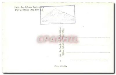 Die Süddome des Puy de Dôme — H. 1465 m. — Sonderausgabe des Observatoriums — Rückseite