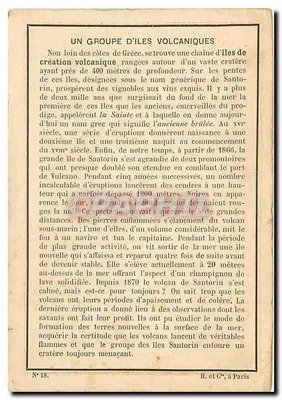 Grupa wysp Santorin — erupcja wulkaniczna — Il. et Cie, Paryż, n° 48 — Rewers
