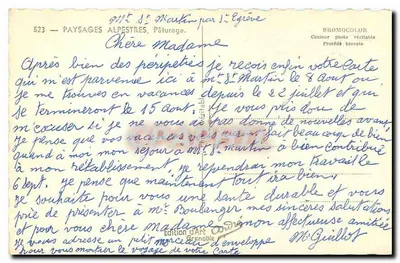 Pâturage alpino — S. Martin por S. Egrève — Edição de Arte Grenoble — Verso